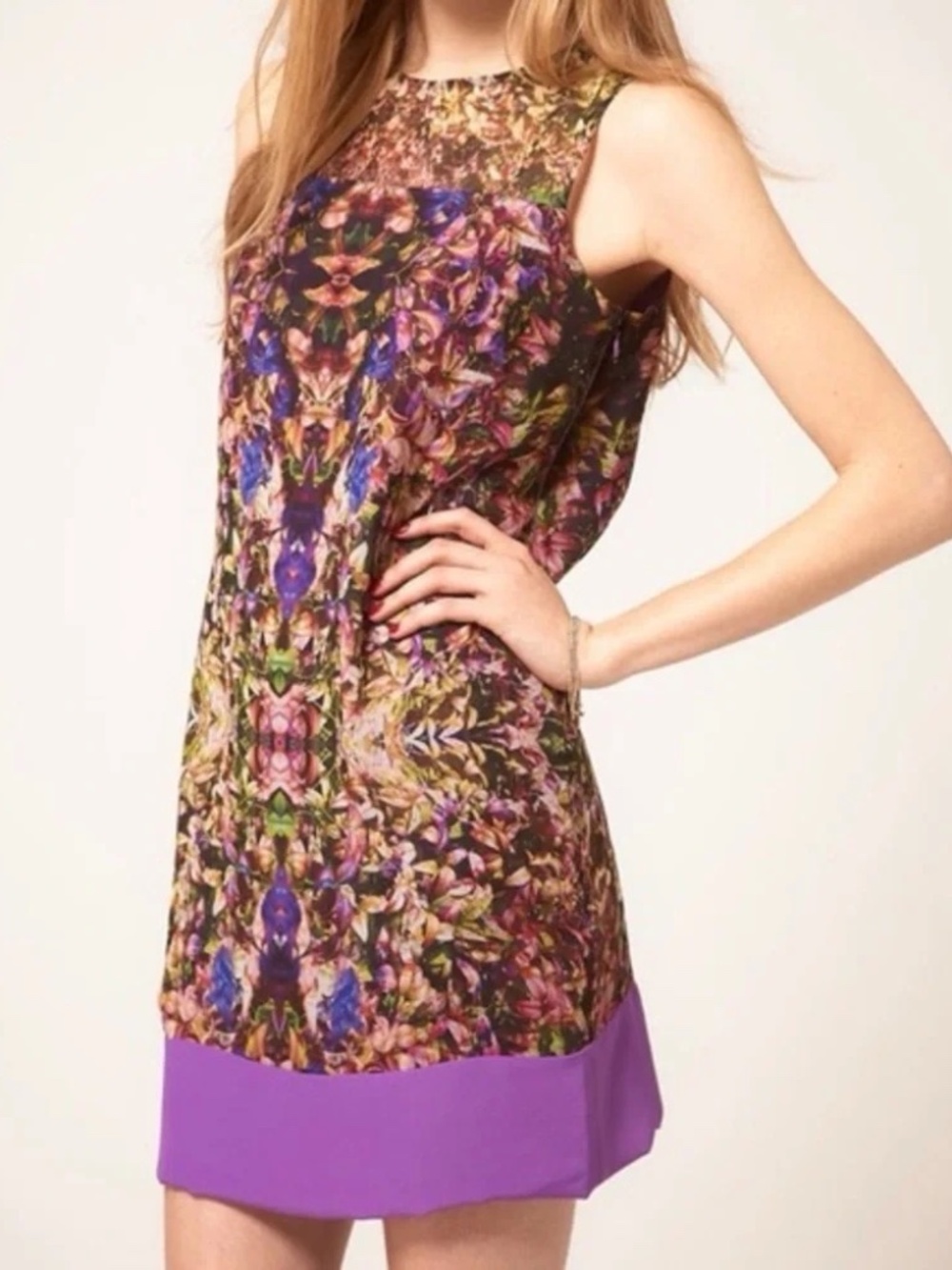 Ted Baker Reflected Bloom Floral Shift Dress Purple Size 1 US 4